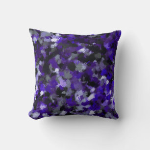 Purple, Grey, Black and Blue Abstract Cushion