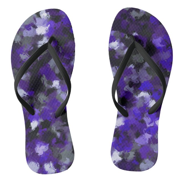 Purple, Grey, Black and Blue Abstract Thongs (Footbed)