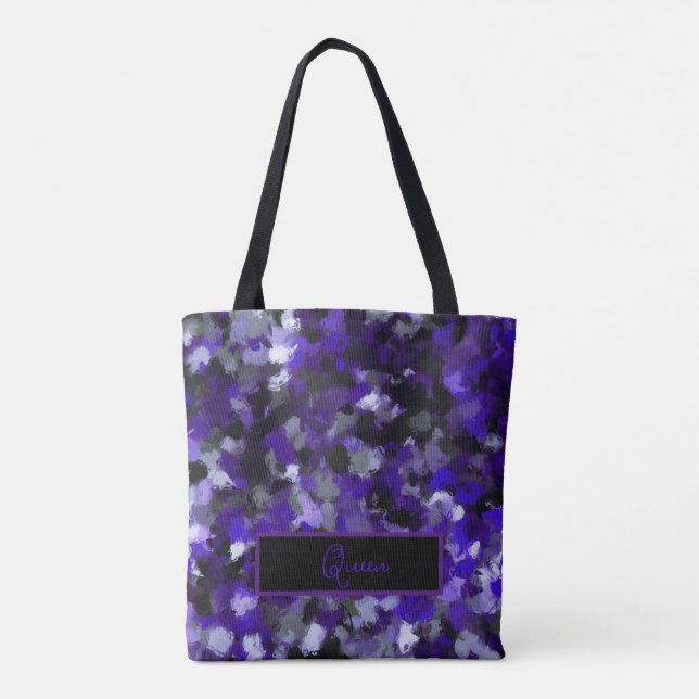 Purple, Grey, Black and Blue Abstract Tote Bag (Back)