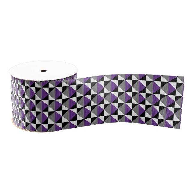 Purple, Grey, Black and White Square and Diamond Grosgrain Ribbon (Spool)