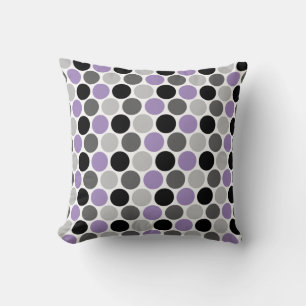 Purple, Grey, Black Retro Circles Pattern Cushion