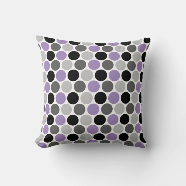 Purple, Grey, Black Retro Circles Pattern Cushion (Front)
