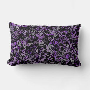 Purple Grey Black Triangle Seamless Pattern Lumbar Cushion