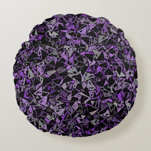 Purple Grey Black Triangle Seamless Pattern Round Cushion