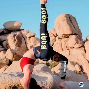 Purple & Grey “Boo!” Cute Halloween Party Leggings