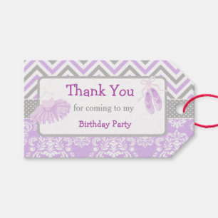 Purple & Grey Chevron Ballerina Thank You Gift Tag