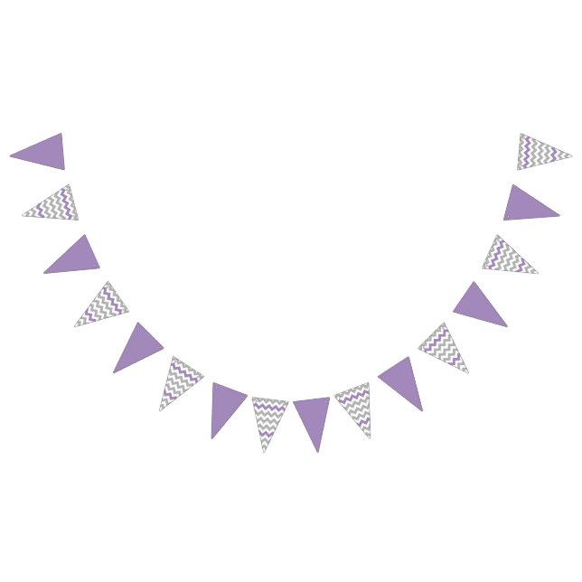 Purple Grey Chevron Festive Bunting (All)