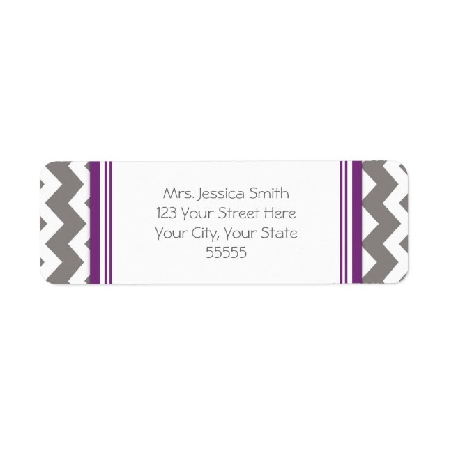 Purple Grey Chevrons Custom Return Address Labels (Front)