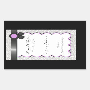 Purple & Grey Damask Wedding Wine Bottle Labels