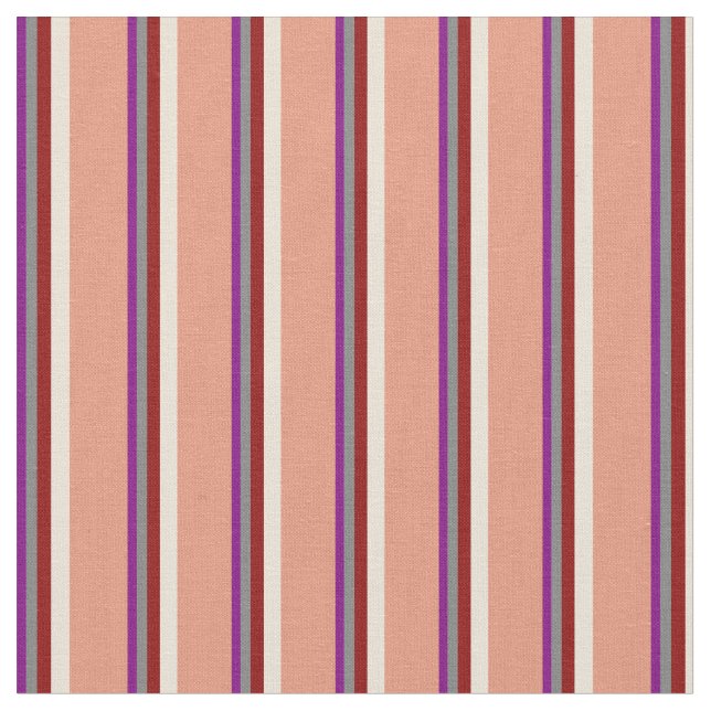 Purple, Grey, Dark Red, Bisque & Dark Salmon Fabric (Close Up)