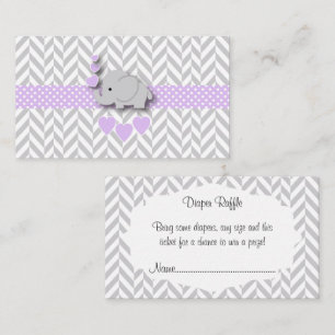 Purple Grey Elephant Baby Shower Diaper Raffle Enclosure Card