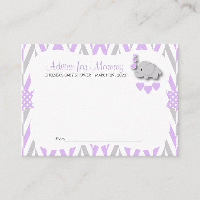 Purple & Grey Elephant Baby Shower Sm - Advice (Front)