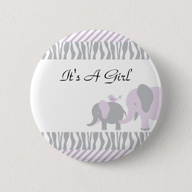 Purple & Grey Elephant Button (Front)
