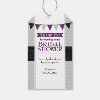 Purple Grey Flag Bridal Shower Thank You Tags
