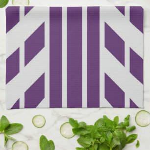 Purple & Grey Geometric Kitchen Towel, Monogram Tea Towel