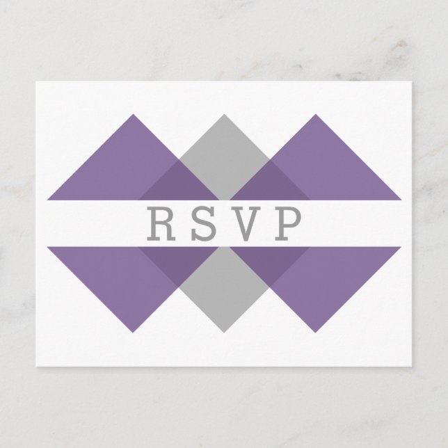 Purple Grey Geometric Triad RSVP Postcard (Front)