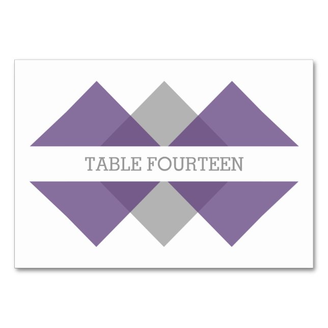 Purple Grey Geometric Triad Table Card (Front)