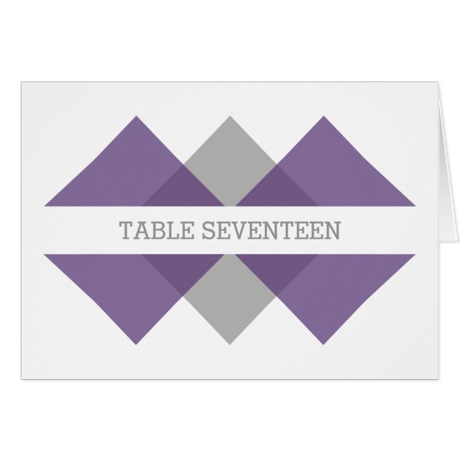 Purple Grey Geometric Triad Table Number Card (Front Horizontal)