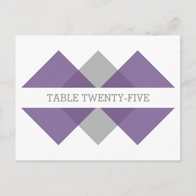 Purple Grey Geometric Triad Table Number Postcard (Front)