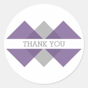 Purple Grey Geometric Triad Thank You Stickers