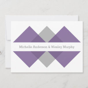 Purple Grey Geometric Triad Wedding Invite