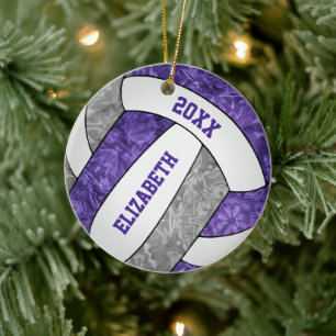 purple grey girls volleyball team colours ceramic ornament