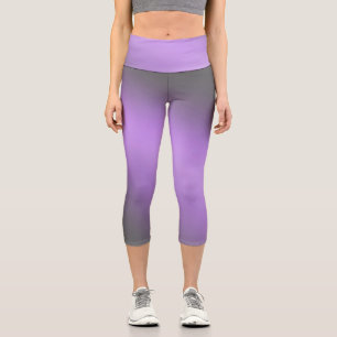 Purple Grey Gradient Ombre Capri Leggings