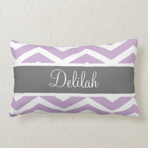 Purple Grey Grey Chevron Custom Lumbar Cushion