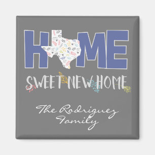 Purple & Grey Home, Sweet New Home - Texas Magnet