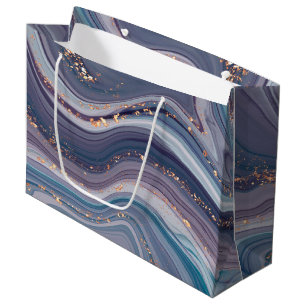 Purple & Grey Liquid Marble  Large Gift Bag