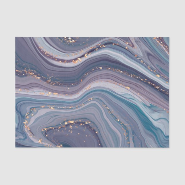 Purple & Grey Liquid Marble  Tissue Paper (Front)