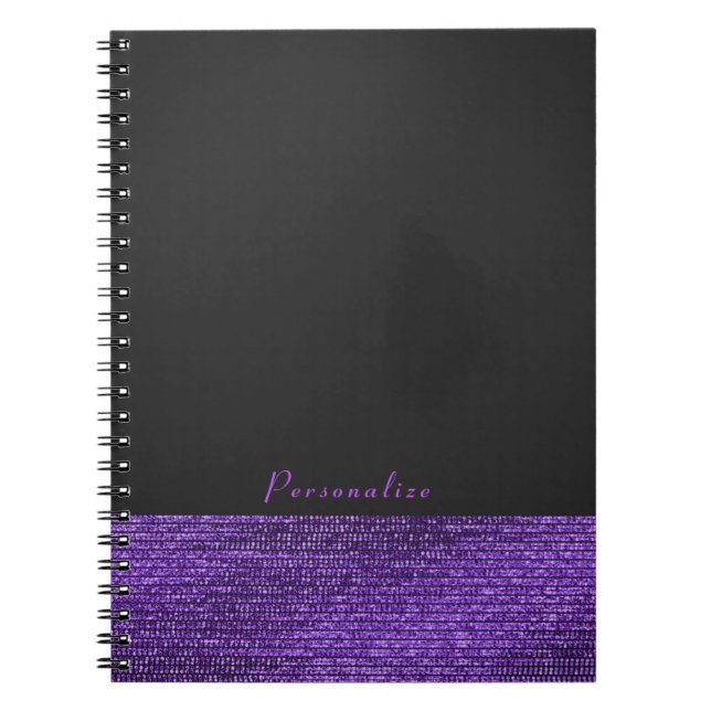 Purple & Grey Modern Glam Sequins Elegant Chic Notebook (Front)