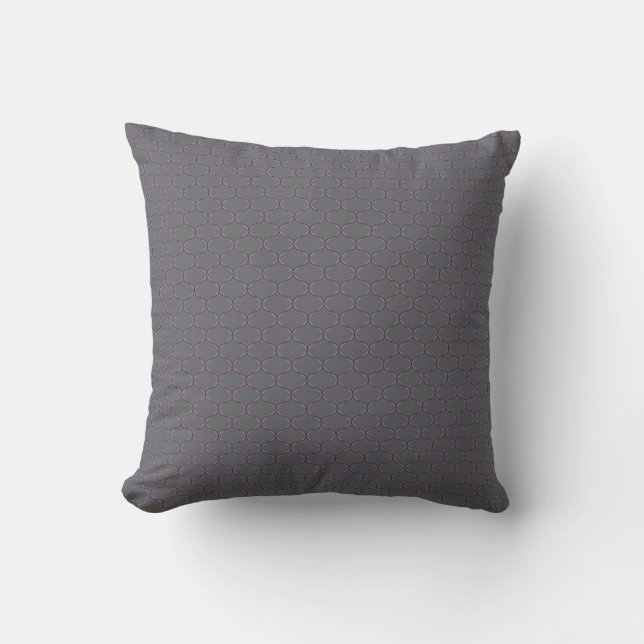 Purple & Grey Ogee Throw Pillow  (Front)