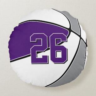 purple grey or ANY team colours kids basketball Round Cushion