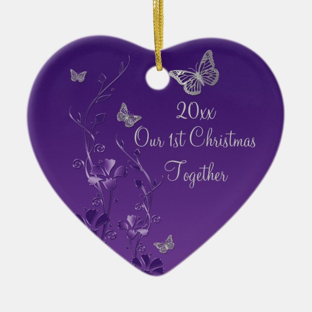 Purple, Grey Our 1st Christmas Keepsake Ornament (Front)
