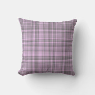 Purple Grey Plaid Pattern Cushion