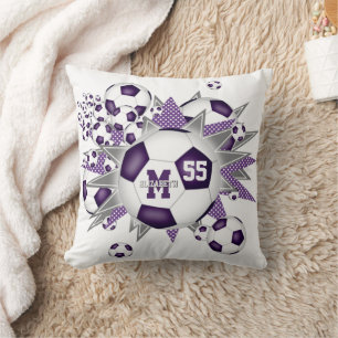 purple grey soccer ball blowout girly sports room cushion