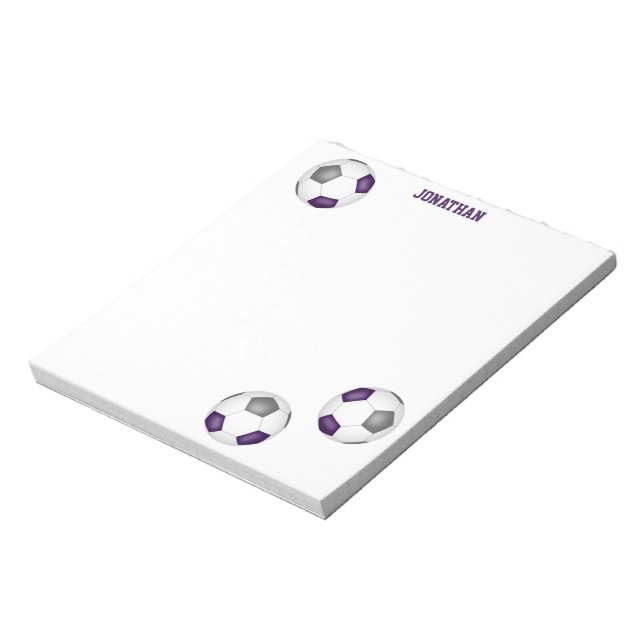 purple grey soccer balls accent personalised  notepad (Rotated)