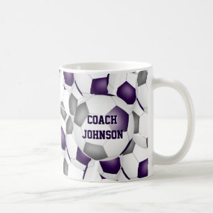 purple grey soccer school team colours coach gift coffee mug