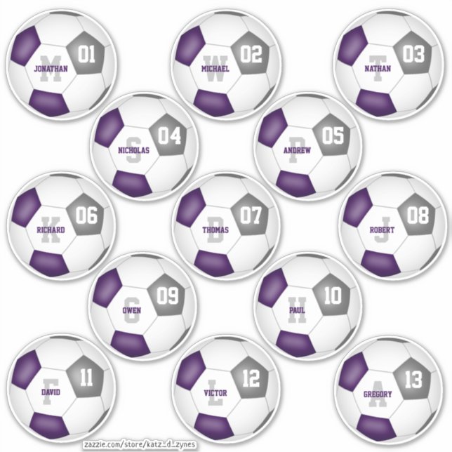 purple grey soccer team colours 13 players (Front)