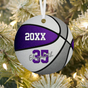 purple grey sports team colours basketball metal tree decoration