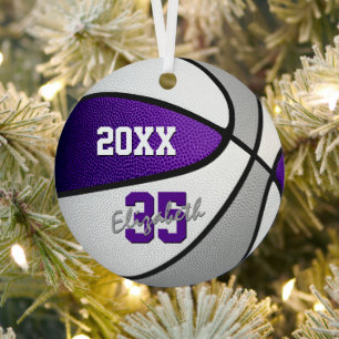 purple grey sports team colours basketball metal tree decoration