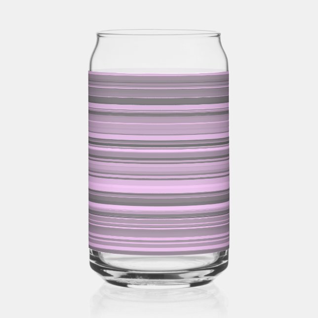 Purple Grey Striped Can Glass (Front)