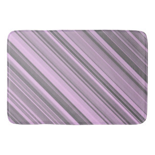 Purple Grey Stripes Bath Mat
