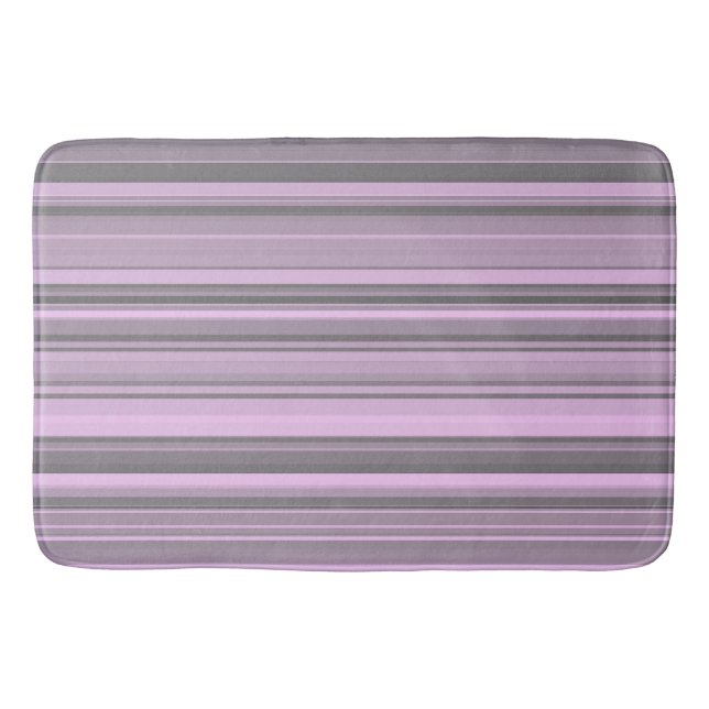 Purple Grey Stripes Bath Mat (Front)