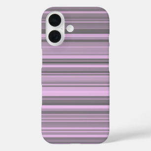 Purple Grey Stripes iPhone 16 Case