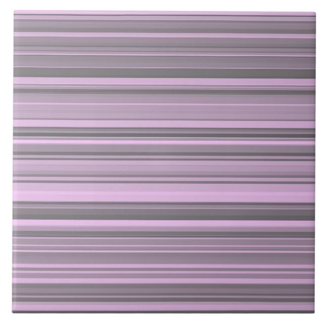 Purple Grey Stripes Ceramic Tile (Front)