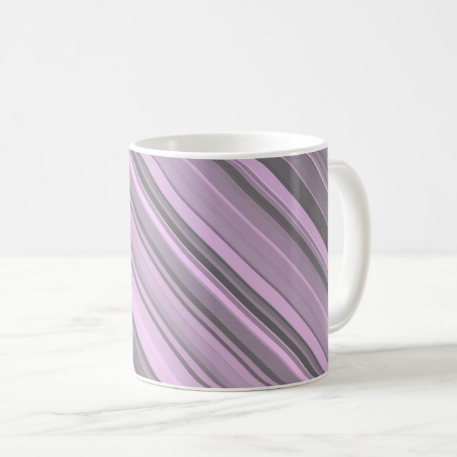 Purple Grey Stripes Coffee Mug (Front Right)