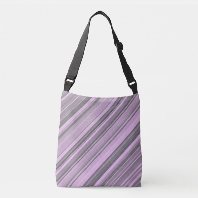 Purple Grey Stripes Crossbody Bag (Front)