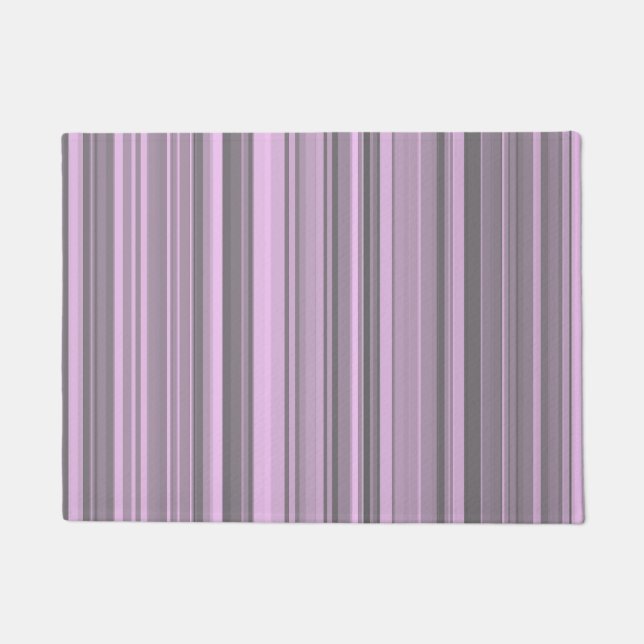 Purple Grey Stripes Doormat (Front)